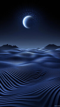 抽象的夜空月亮景观图