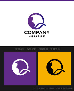 Q字母标志猫咪logo