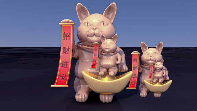 招财猫免扣素材