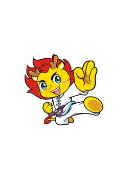 卡通可爱功夫小龙形象矢量图