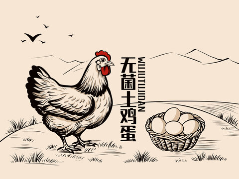 无菌土鸡蛋包装插画