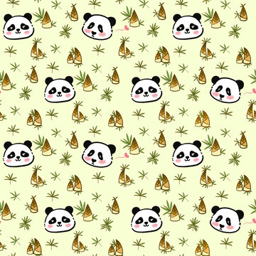可爱卡通熊猫童装家居用品装饰文创印花图案