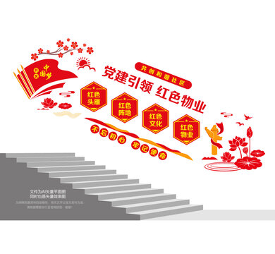 党建引领红色物业楼道墙