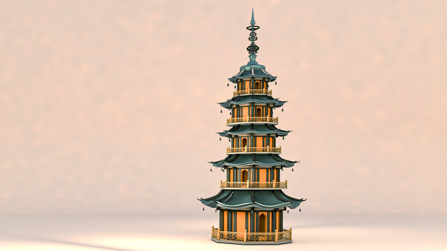 c4d古塔模型