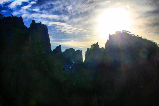 黄山日落黄山风光