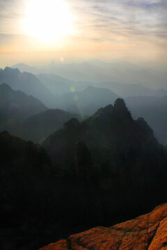 黄山观日落