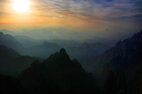 黄山观日落