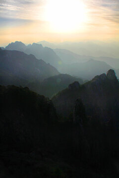 黄山光明顶日落