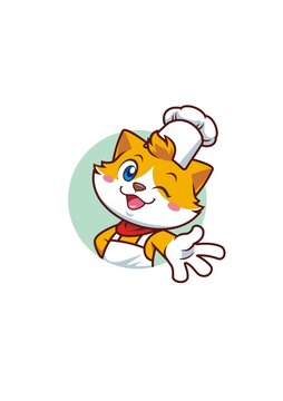 卡通可爱小猫厨师头像矢量图