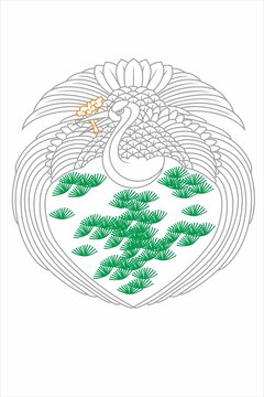 松叶白鹤如意