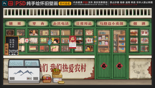 童年怀旧复古背景墙