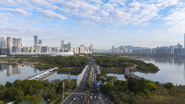 深圳后海大桥航拍图