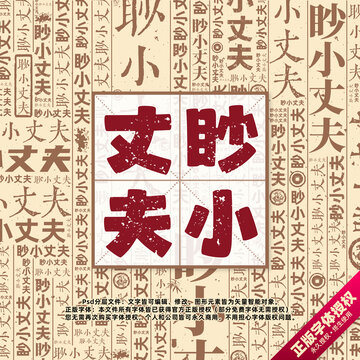 眇小丈夫书法文字背景底纹创意字体组合设计