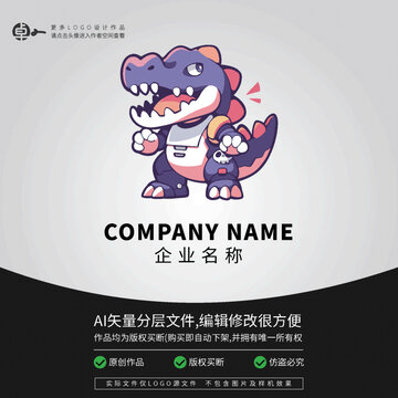机器人鳄鱼卡通LOGO科技