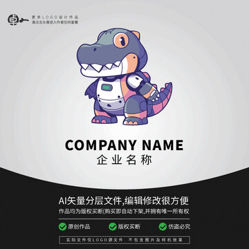 卡通LOGO科技机器人鳄鱼
