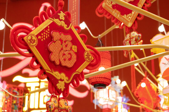 中国新年春节红色装饰喜庆元素节日氛围背景