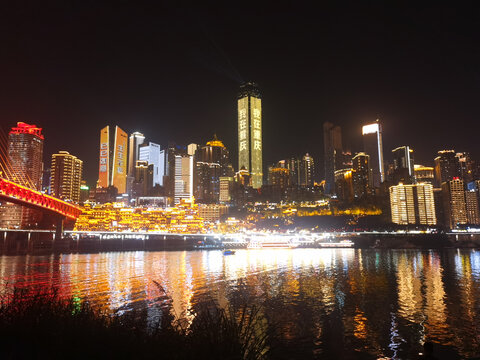重庆洪崖洞千厮门大桥夜景