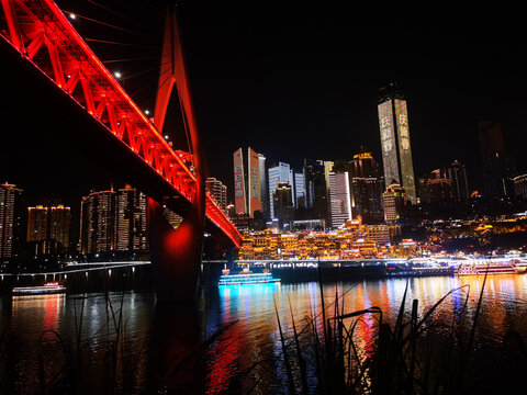 重庆洪崖洞千厮门大桥夜景