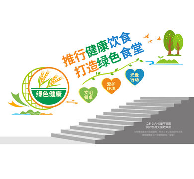 绿色健康食堂阶梯墙