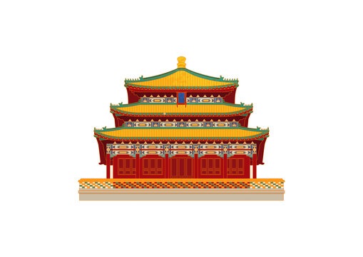 景山万春亭矢量水彩建筑素材