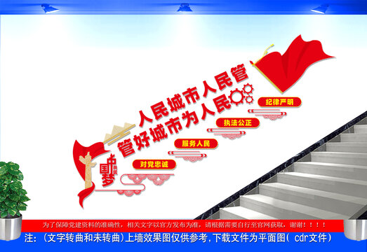 城市管理执法局标语楼梯文化墙