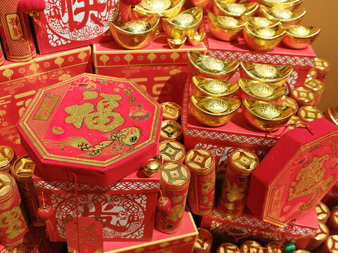 中国新年春节红色装饰喜庆元素节日氛围背景