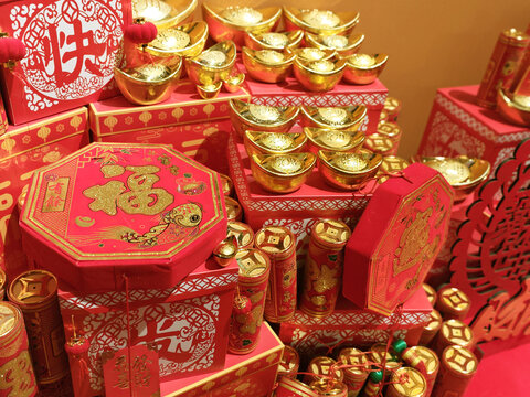 中国新年春节红色装饰喜庆元素节日氛围背景