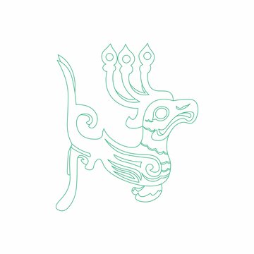 三星堆青铜鸟线描
