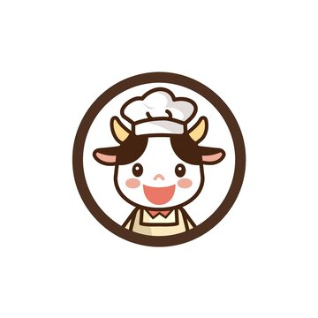 卡通可爱小牛厨师头像