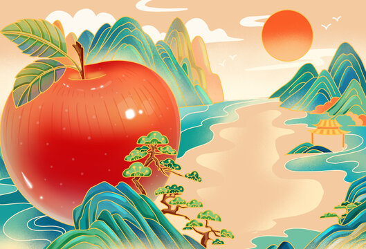 苹果包装场景插图