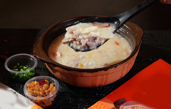 山药肉片粥