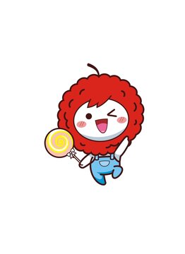 卡通可爱小荔枝形象矢量图