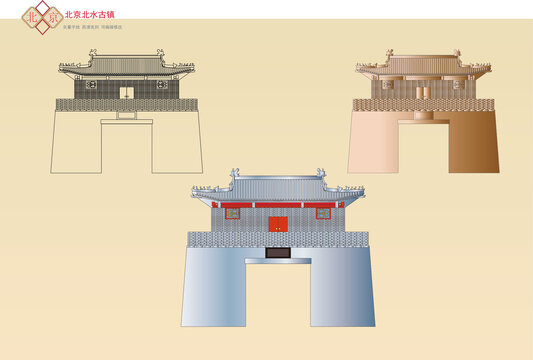 北京北水古镇城门手绘