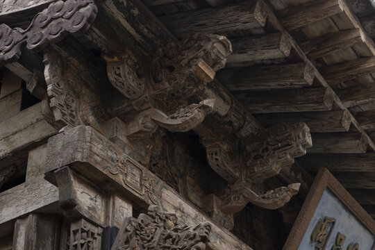 中式古建筑木雕牛腿山西乔家大院