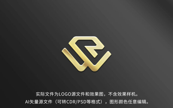 RW字母LOGO标志设计WR