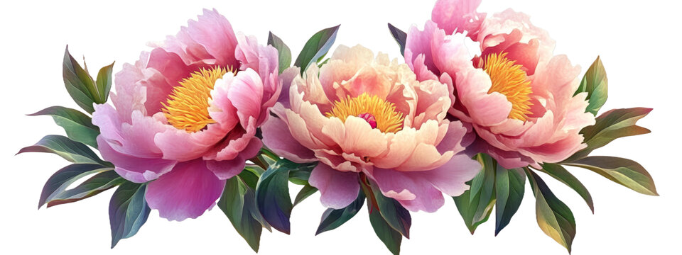 [免抠素材]精美牡丹花卉插图
