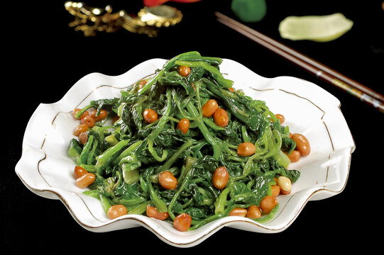 芥末菠菜花生米
