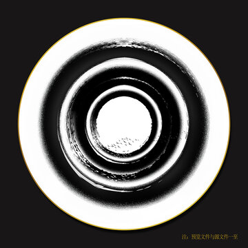 陶瓷水墨餐具花纸盘子设计