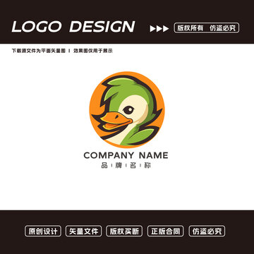 卡通鸭子logo标志