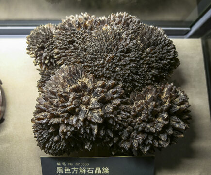 黑色方解石晶簇