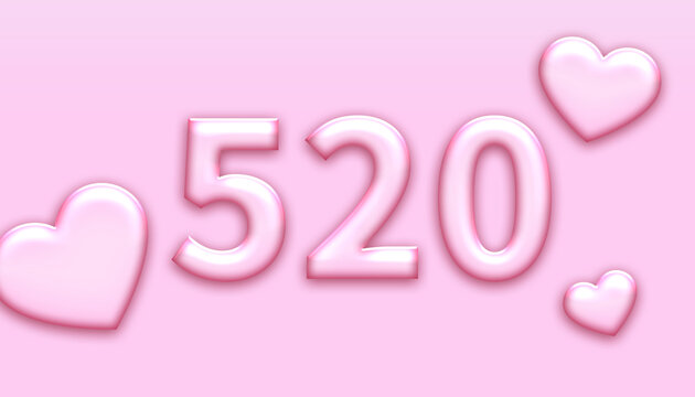 520情人节气泡字体爱心清新背景