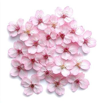 粉嫩樱花花朵的精美摆放