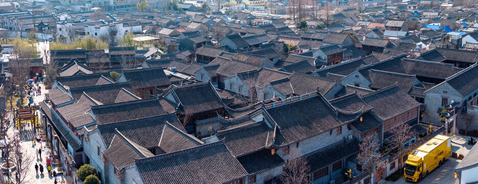淮安市河下古镇全景航拍