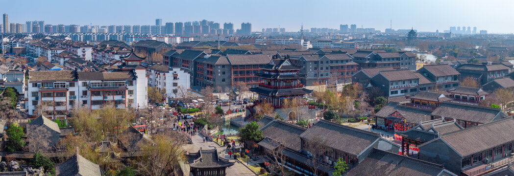 淮安市河下古镇全景航拍