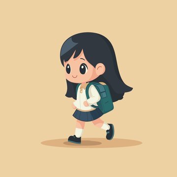 上学的小女孩