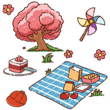 春天郊游元素贴纸