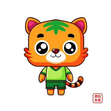 矢量插画动物可爱小老虎