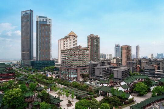 航拍南昌滕王阁城市景观