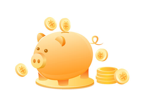 小猪储钱罐和金币