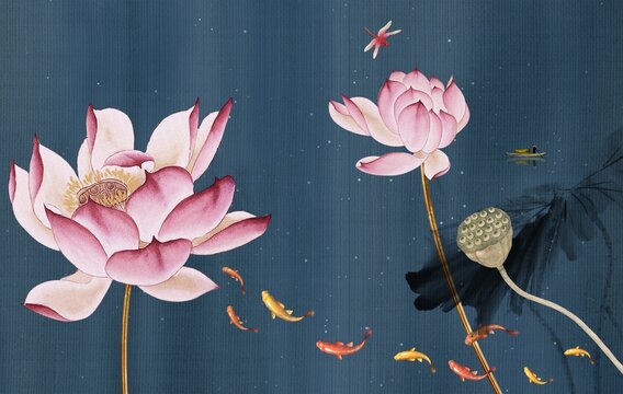 莲花九鱼图
